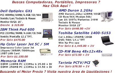 Computadoras, Porttiles, Notebooks, Nuevas y Usadas, Impresoras, Memoria RAM y mucho ms !